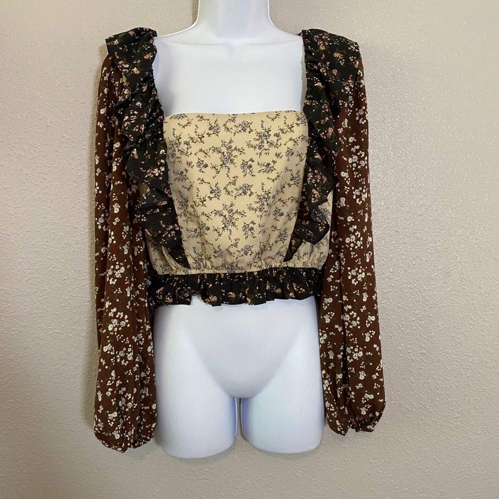 Free the Roses Patchwork Blouse S Prairie Cottagecore Feminine Peasant Fairy